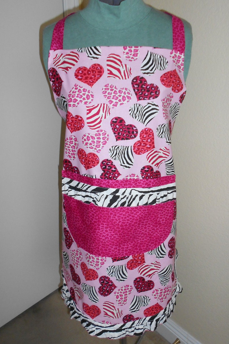 Lady's Valentine's Day Animal Print Apron image 1