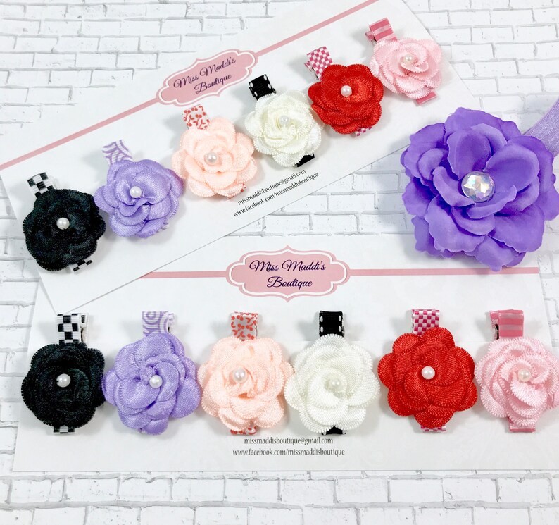 satin flower hair clips