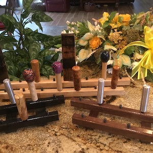 Two-row Beer Tap Handle Display for Surface Display - various lengths in select ash hardwood - Painted [black] and now NATURAL SOLID WALNUT