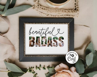 Editable Beautiful Badass Photo Collage Template | Personalized Gift for Bestie