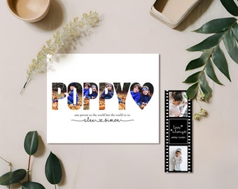 Editable POPPY Photo Collage Template Bundle | Custom Bookmark for Grandpa