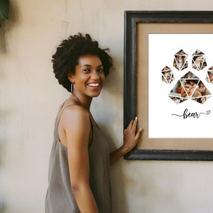 Editable Pet Paw Print Photo Collage Template Personalized Dog Memorial ...