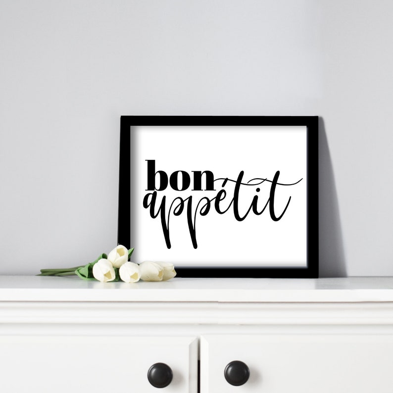 Bon Appétit Printable Wall Art Minimalist Kitchen Decor | Etsy