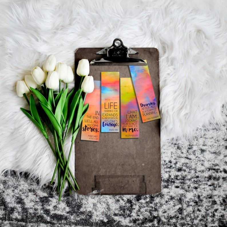 printable rainbow bookmark set feminist inspirational