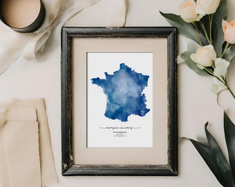 Editable France Honeymoon Map Template | Personalized Wall Art for Couple