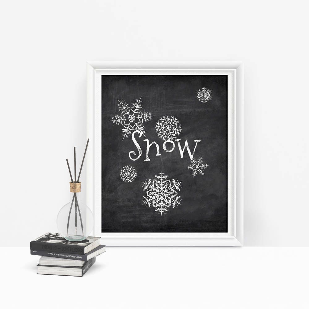 Printable Winter Chalkboard Art Snowflake Wall Art Download | Etsy