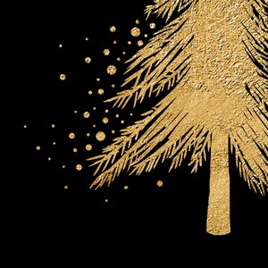 Printable Black and Gold Christmas Tree Art Gold Holiday - Etsy Canada