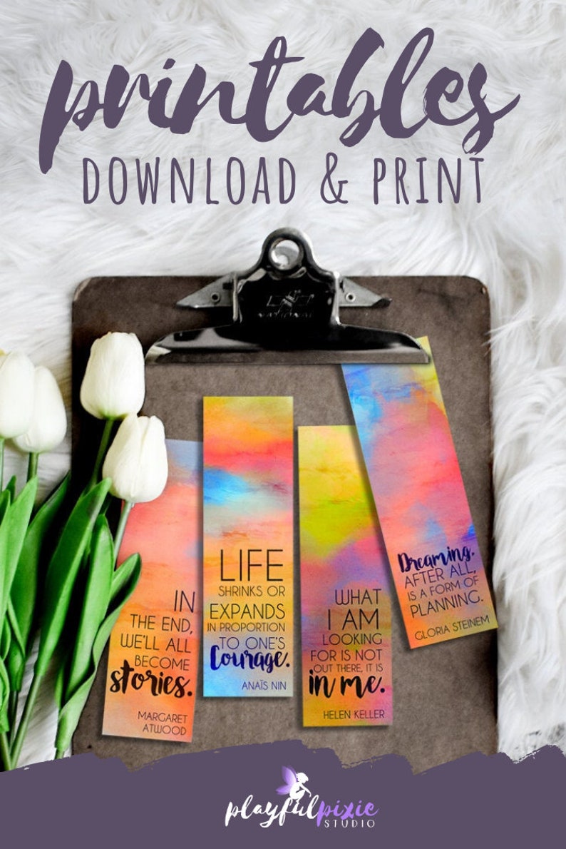 printable rainbow bookmark set feminist inspirational