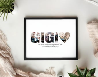 Editable Gigi Photo Collage | DIY Custom Family Keepsake for Mom | Last Minute Personalized Mothers Day Gift for Grandma