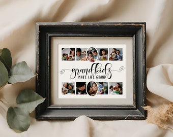 Editable Grandkids Make Life Grand Photo Collage Template | DIY Custom Family Keepsake Picture | Personalized Gift for Grandparents