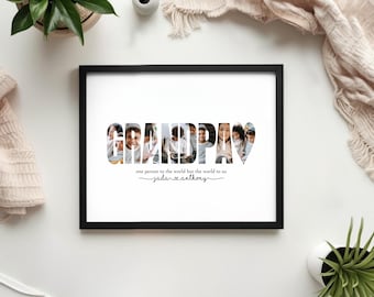 Grandpa Photo Collage Template | Editable Personalized Word Art Keepsake for Dad | Father's Day Gift