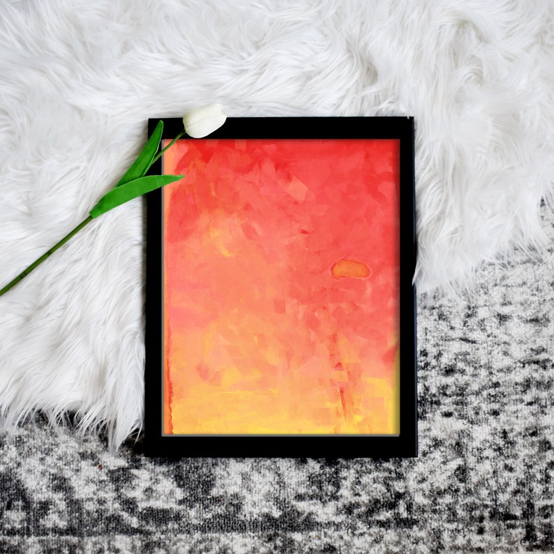 Printable Red And Yellow Abstract Art Affordable Home Decor Etsy