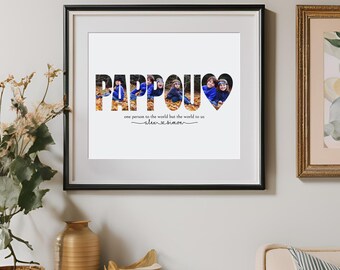 Editable Pappou Photo Collage Template | DIY Custom Family Keepsake for Dad | Last Minute Personalized Fathers Day Gift for Grandpa
