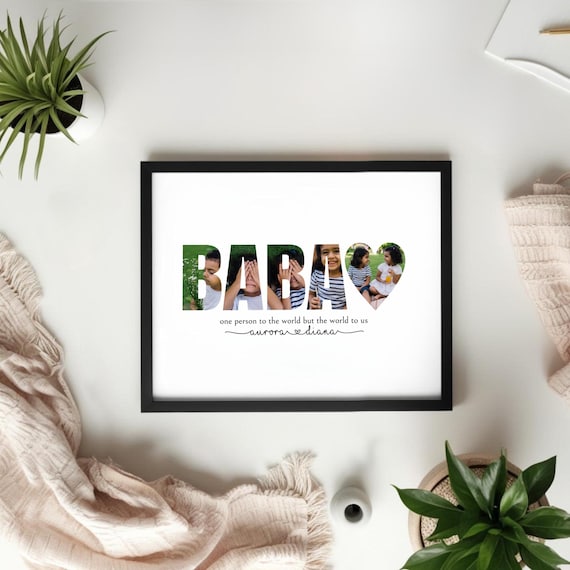 Baba Photo Collage Template | Editable Word Art Keepsake | Personalized Father's Day Collage