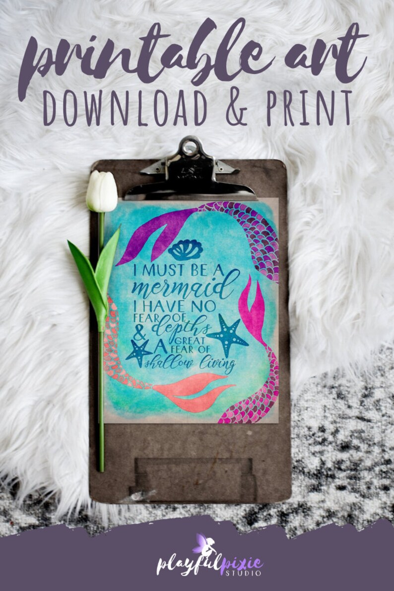 printable mermaid quote art anais nin inspirational quote etsy