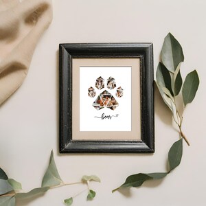 Editable Pet Paw Print Photo Collage Template Personalized Dog Memorial ...