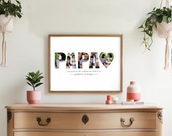 Papa Photo Collage Template | Editable Personalized Word Art Keepsake for Dad | Fathers Day Gift for Grandad