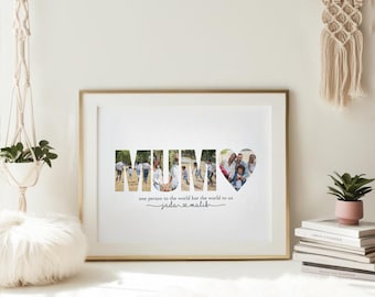 Mum Photo Collage Template | Editable Word Art Keepsake for Mom | Last Minute Personalized Mothers Day Collage