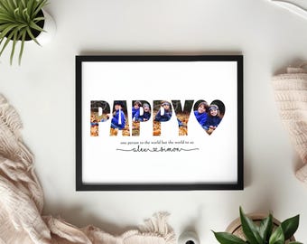 Editable Pappy Photo Collage Template | DIY Custom Keepsake Art for Dad | Last Minute Personalized Father's Day Gift for Grandad
