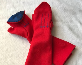 Ladies Design Your Own Fully Hand Stitched Wool Fingerless Mitts With Silk Lined Points And Hand Embroidery 18th Century Colonial Style