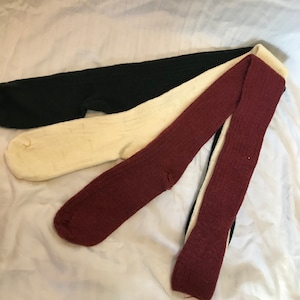 Adult Mid-Weigh Ribbed Knit Wool Stockings and Garters Set 18th Century Colonial Historical Style