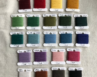 22 Colors Sampler of Wool Embroidery Thread Suitable for Fine Crewel--12 yds each single ply