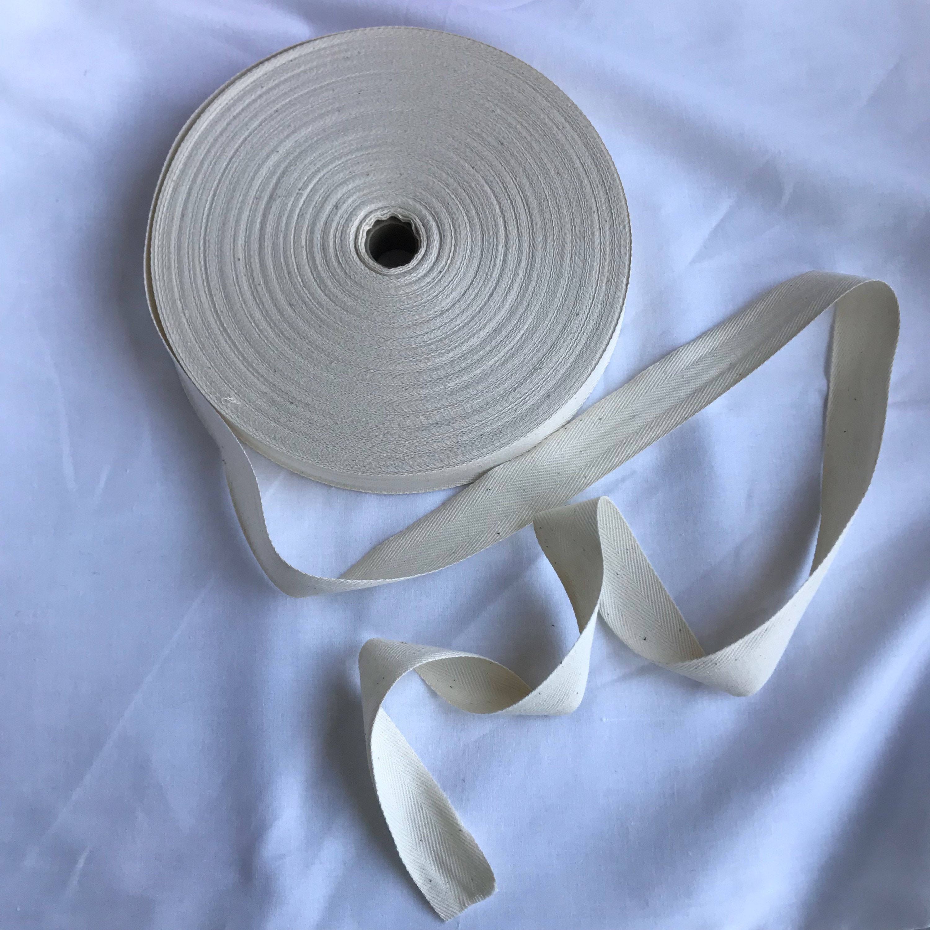 1 Natural Cotton Twill Tape Ribbon - Earth Friendly Ribbon - 5 Yards