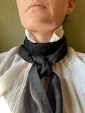 Fine Black Linen Men's Historical Cravat Neck Wrap Stock Ascot 18th Century Style