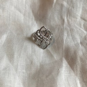 Historical Style Sterling Silver Large Open  Filigree Scroll Ring