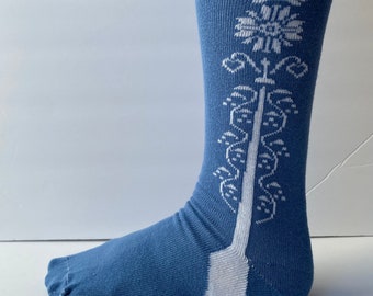 Adult Clocked Cotton Stockings and Garters Set 18th Century Colonial Historical Style