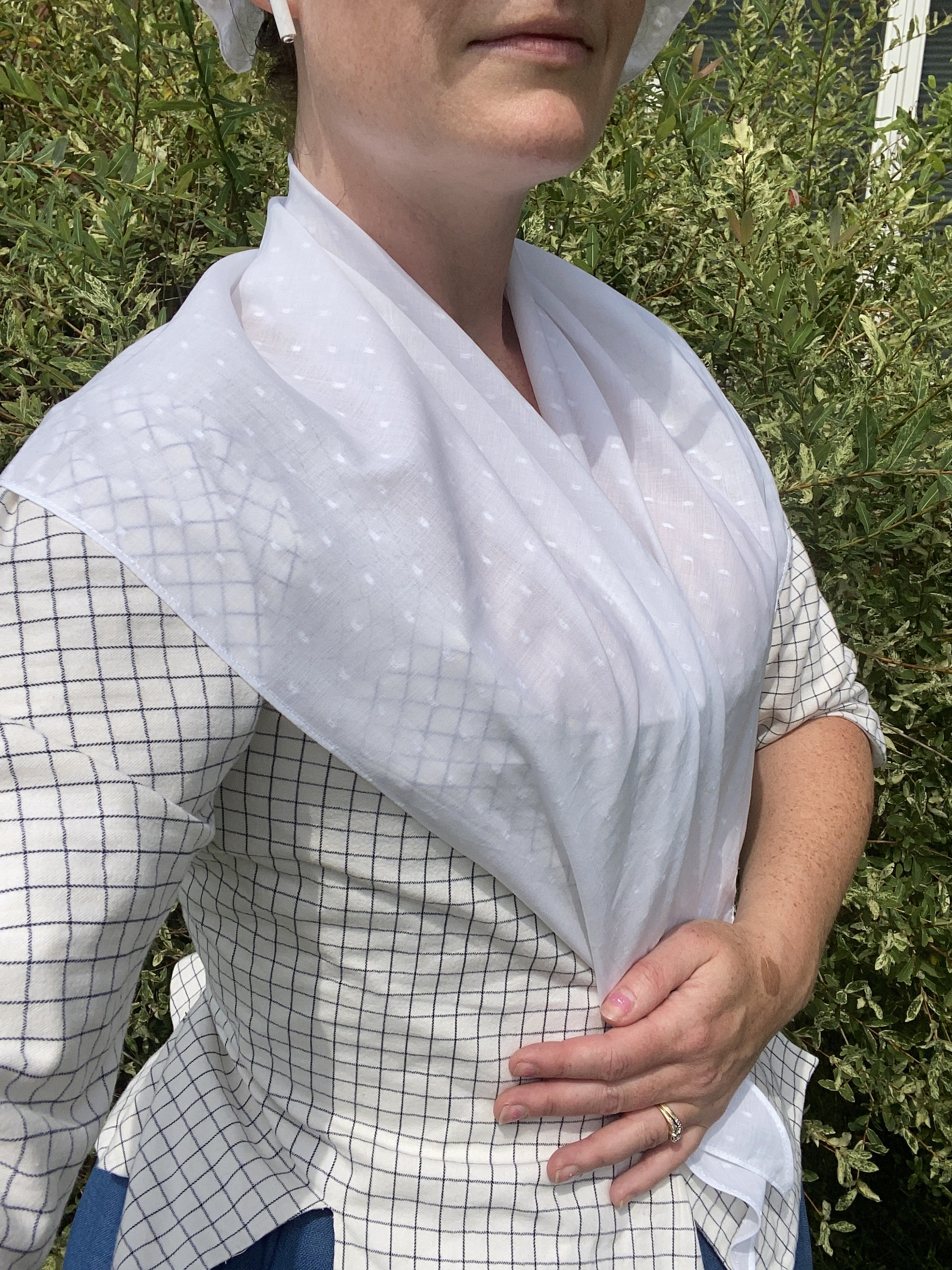 Fine White Dotted Cotton Voile Large Triangular Kerchief Fichu 18th Century Colonial Style Etsy