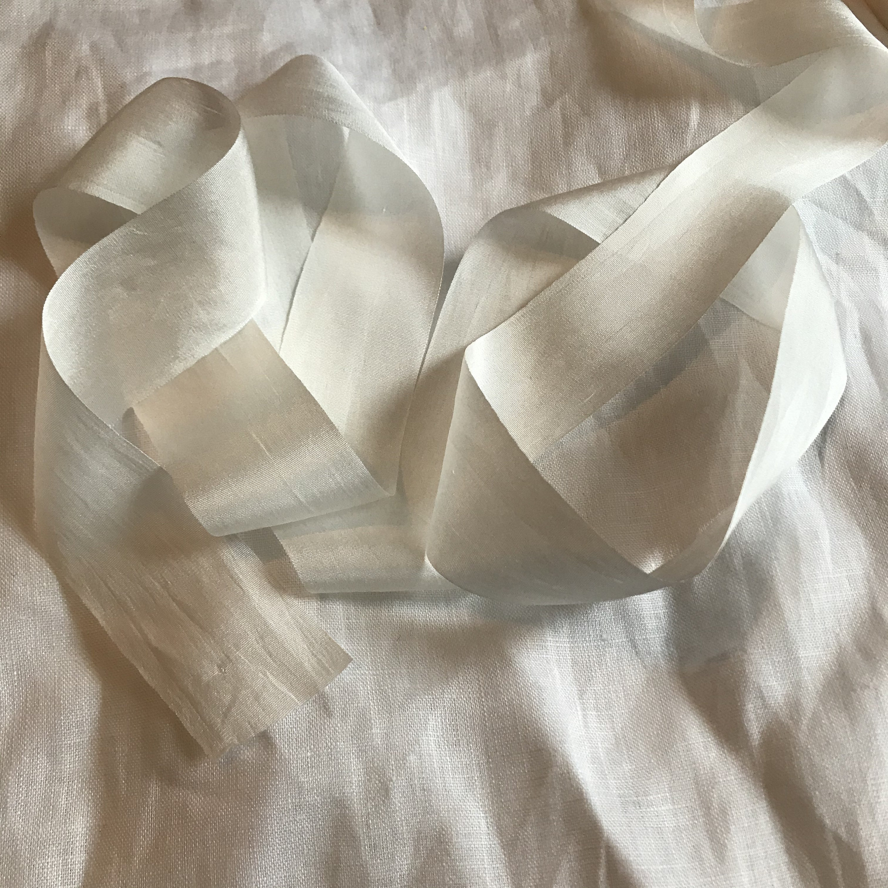 Winter White 1 3/8 Wide 100% Silk Taffeta Ribbon 