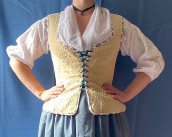 Ladies 18th century matelasse faux quilted waistcoat jumps