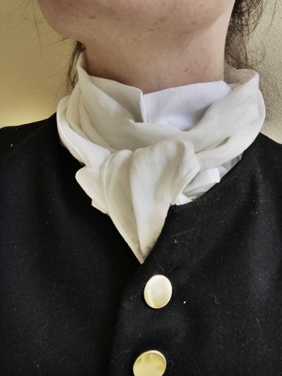 Fine White Linen Men's Historical Cravat Neck Wrap Stock 