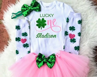 Lucky One 1st Birthday, St Patricks Birthday, First Birthday Girl Outfit, 1st St Patrick&#39;s Day, Girl St Patricks Day Shirt , Shamrock shirt