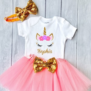 unicorn first birthday dress Birthday Party Dress Unicorn 1st Birthday Outfit Australia Rainbow Unicorn Birthday Outfit: Tutu Set, Personalized Shirt