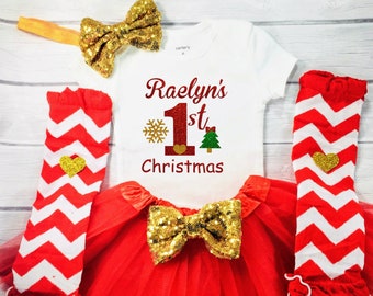 1st Christmas outfit baby girl,Baby First Christmas Outfit Girl, My 1st Christmas outfit,Personalized Baby 1st Christmas Gift
