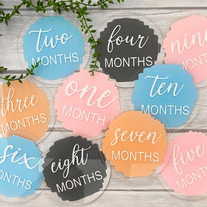 Acrylic Baby Monthly Milestone Discs, 12 Month Set hello world disc image 1