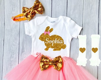 Baby Girl Easter Outfit Personalized Easter Outfit Easter Shirt Baby Girl 1st Easter Outfit Baby's First Easter Girls Easter Dress