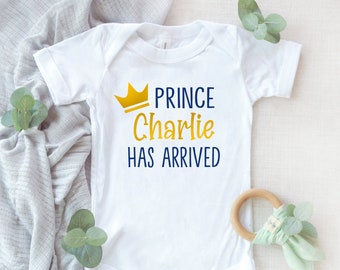 Prince has arrived outfit, 1st birthday outfit, birthday prince, new born boy outfit, custom boy outfit, personalized prince has arrived
