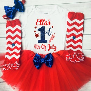 Girls 1st 4th of July First 4th of July outfit baby girls red white and blue tutu outfit girls first 4th of july dress