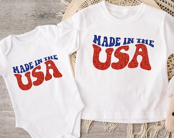 Made in the USA, Custom Fourth of July Set, Family 4th of July, Sibling Fourth of July Shirts, Custom Made in the USA Shirt