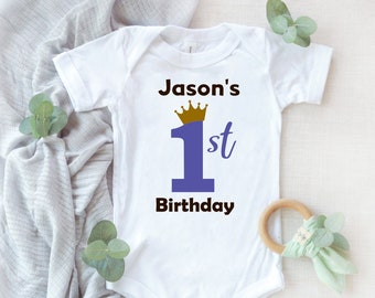 1st Birthday Boy Outfit, First birthday boy bodysuit, 1st birthday outfit, birthday prince, 1st bday boys