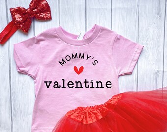 Mommy's Little Valentine  Pink Outfit Baby Girl 1st Valentines Outfit Valentines Tutu Outfit Valentine's Day Shirt - Personalized Name