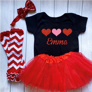 Girls Valentine&#39;s Day Outfit Black and Red, Girls Valentines Shirt, Heart Shirt, Baby Girl Valentine Day Outfit, Heart shirt outfit