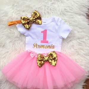 Baby Girl 1st Birthday Outfit, 1st Birthday Girl Outfit, First birthday girl outfit , girls 1st birthday, cake smash outfit, Pink and Gold