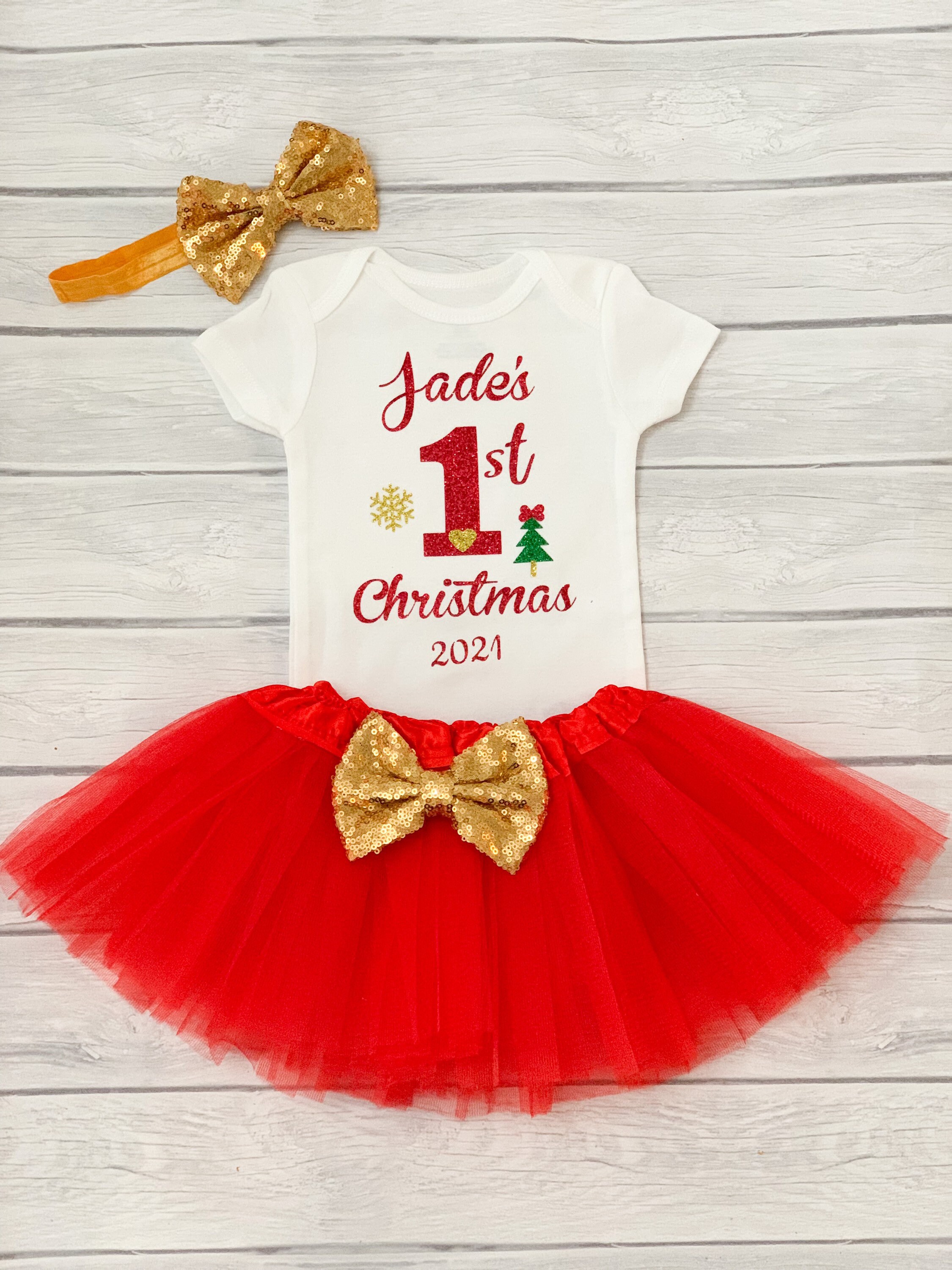 1st Christmas Outfit Baby Girlbaby First Christmas Outfit Etsy