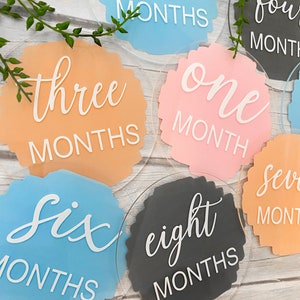 Acrylic Baby Monthly Milestone Discs, 12 Month Set hello world disc image 8