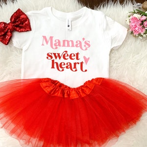 Girls Valentine&#39;s Day Outfit, Mama&#39;s Sweetheart , Girls Valentines Shirt, Kid Valentines Day Shirt, Baby Girl Valentine Day Dress,