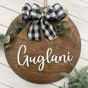 Personalized Round Family Wall Sign, Custom 3D Wood Sign